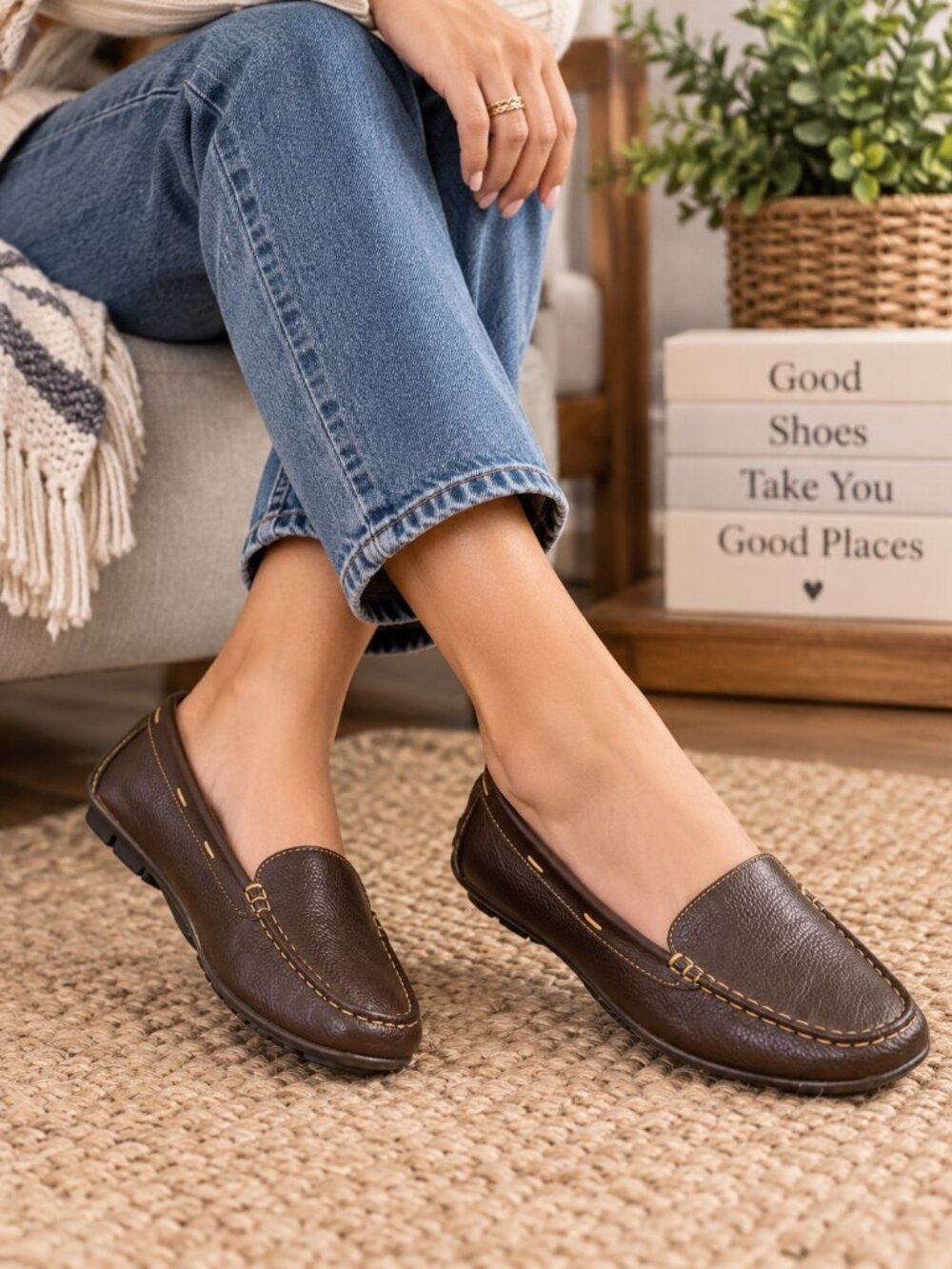 Bjorndal BLYTHE 135235 Brown Slip-On Leather Driving Moccasin Loafer Womens 9